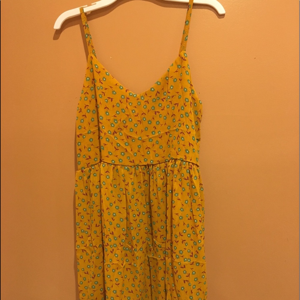 Yellow floral print dress